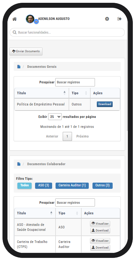 Documentos e vencimentos no HUB - visão por origens