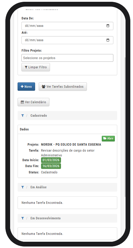 Módulo de Tarefas no HUB do Colaborador