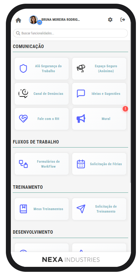 HUB do Colaborador no celular