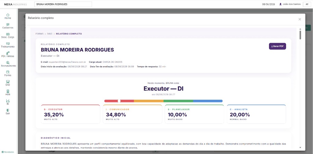 Relatório completo — perfil comportamental DISC