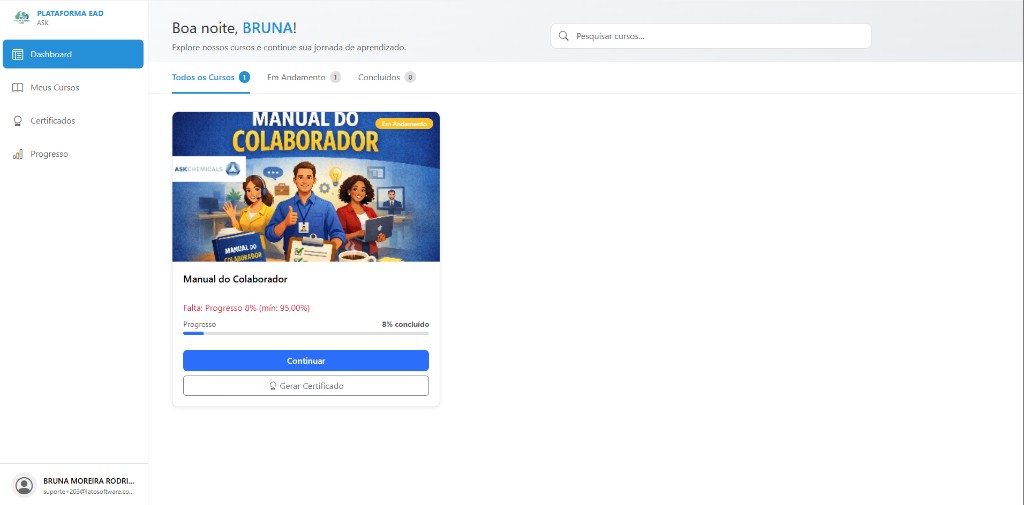 EAD — dashboard do colaborador