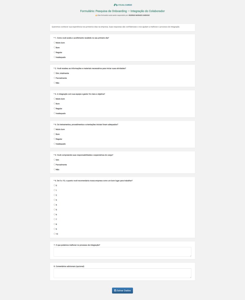 Pesquisa de Onboarding — visão do colaborador