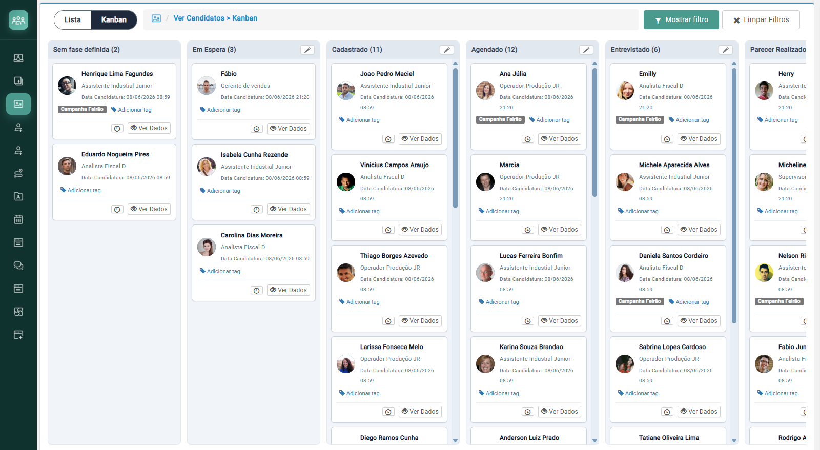Kanban do processo seletivo