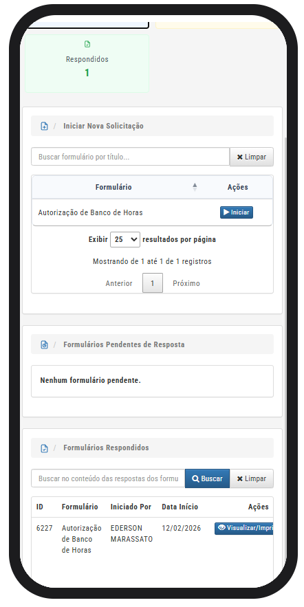 Formulários de workflow no celular